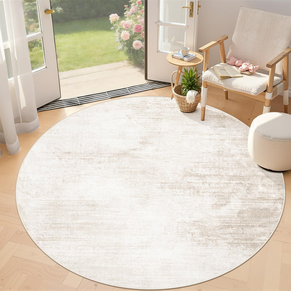 Area Rugs 8x10 Living Room: Washable Rug Modern Abstract Large Rugs Soft Non Slip Neutral Rug Stain Resistant Indoor Carpet for Bedroom Kitchen Dining Room Table Nursery Home Office Rugs(Beige,8'x10')