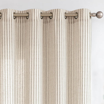 Vangao Linen Curtains for Living Room, Striped Blue Curtains 84L, 2 Panels