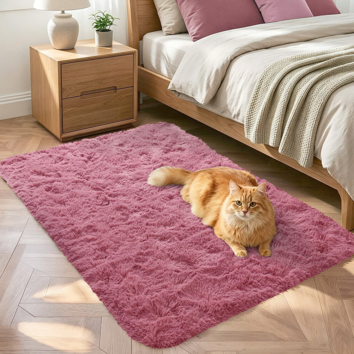 Noahas 2x6 Black Fluffy Soft Runner Rug Non-Slip for Bedroom Dorm Hallway