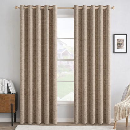 MIULEE 100% Blackout Linen Curtains for Bedroom 52x84 Inches Natural Beige