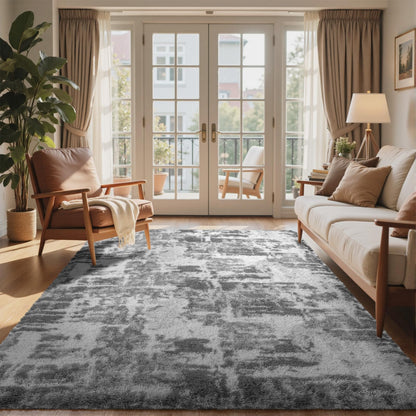 6x9 Ft Large Shag Rugs for Living Room Decor, Tie-Dyed Ultra Soft Fluffy Furry Area Rugs for Bedroom Indoor Floor, Aesthetic Carpet for Kids Home (Dark Grey)