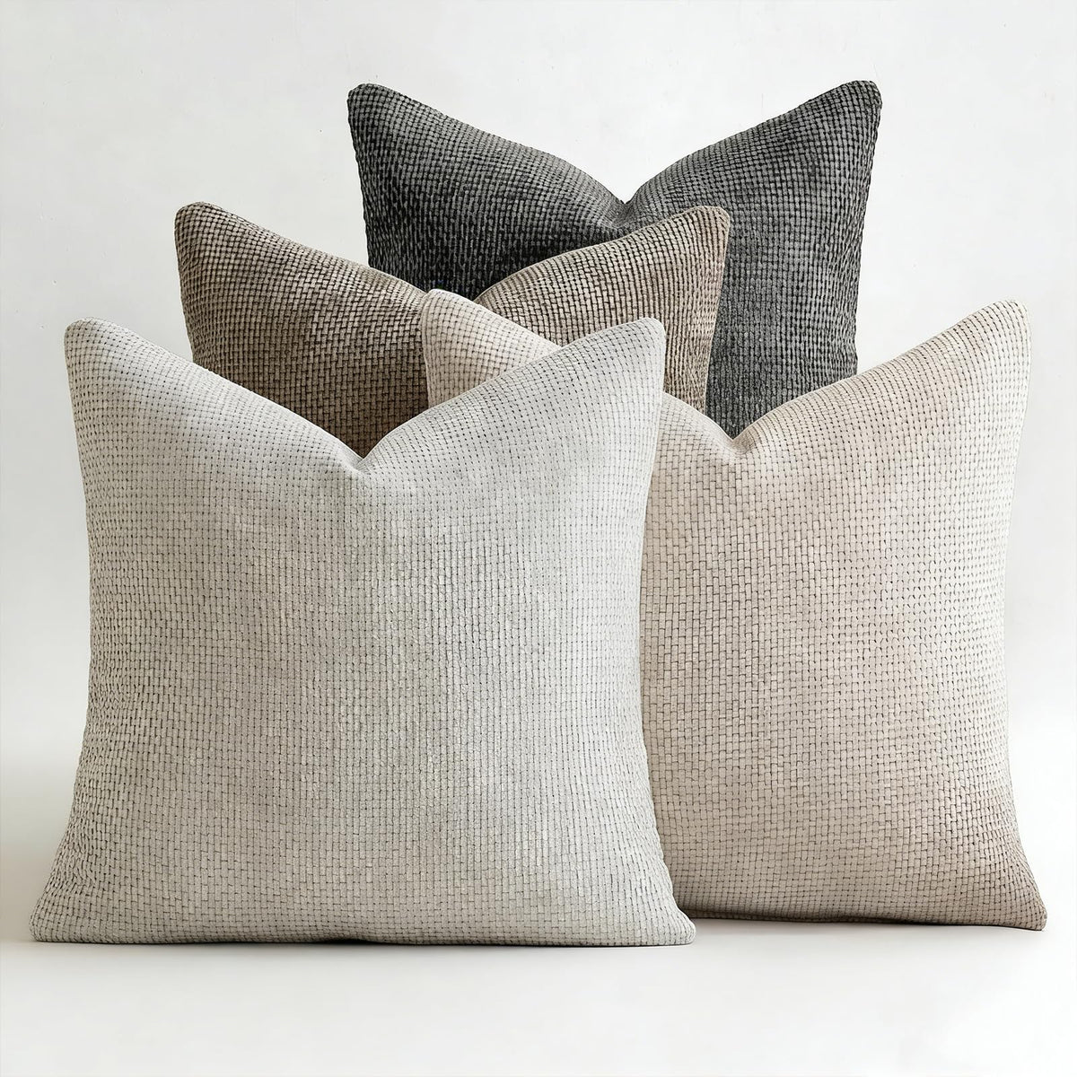 ZONYO Throw Pillow Covers 18x18 Set of 4, Soft Plush Chenille Decorative Fade Resistant Washable Cushion Covers for Couch Sofa Bed, Navy Blue Boho Farmhouse Coastal,Living Room, Bedroom Decor