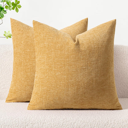 MIULEE Soft Chenille Throw Pillow Covers Sage Green 18x18 Inch Pack of 2