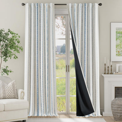jinchan Boho Blackout Curtains 63 Inch Length Moon Phase Printed Drapes