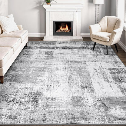 Rugflix 8x10 Area Rug for Living Room, Washable Navy Blue Dark Black Carpet