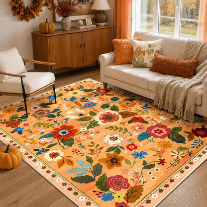 RELEANY Floral Washable 5x7 Area Rugs Pink