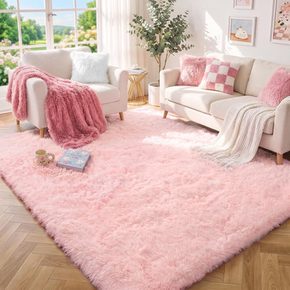 Fluffy Grey Rug for Bedroom 4x6, Modern Area Rugs for Kids Room Living Room
