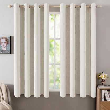 MIULEE 100% Blackout Linen Curtains for Bedroom 52x84 Inches Natural Beige