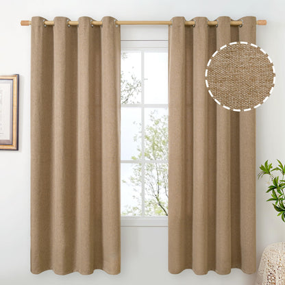 BGment Oatmeal Linen Curtains 84 Inch Length 2 Panels Set for Living Room