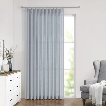 Vision Home Natural Linen Pinch Pleated Semi Sheer Curtains 42Wx90Lx2