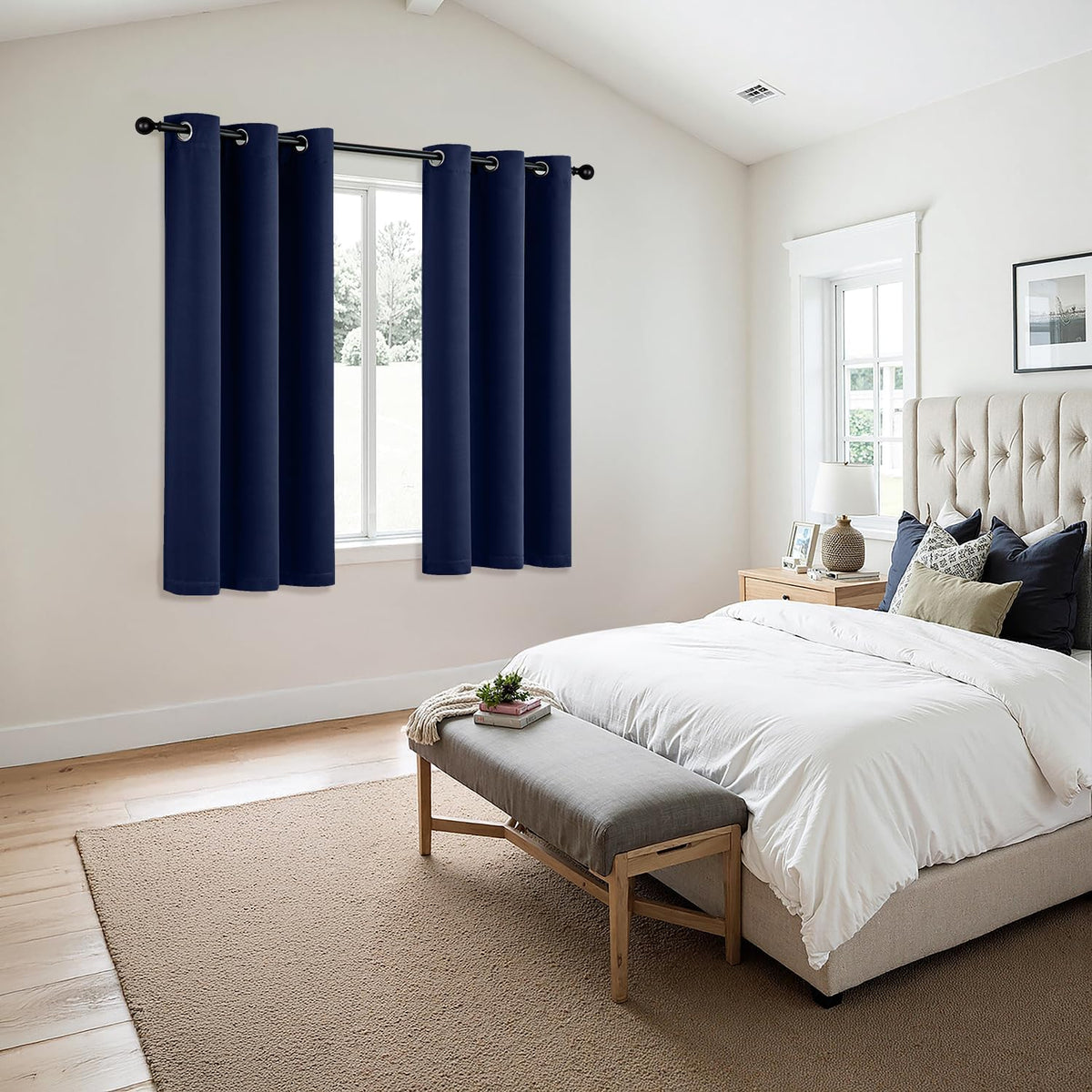 MIULEE Blackout Curtains for Bedroom 2 Panels 40 x 63 Inch Long Navy Blue
