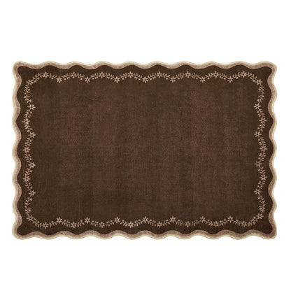 GarveeHome 5x7 Scalloped Area Rug Jute Washable Bedroom Living Room Rug
