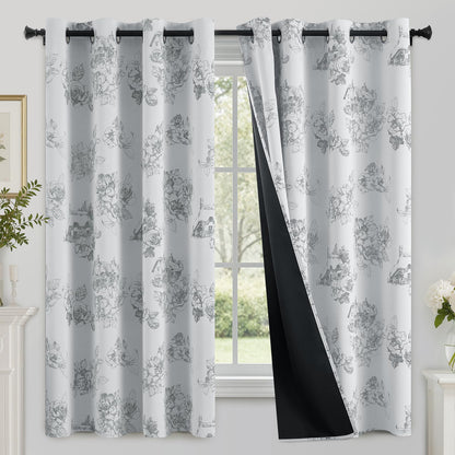 SimpleHome Cream 100% Blackout Curtains Room Darkening Living Room 84 Inch