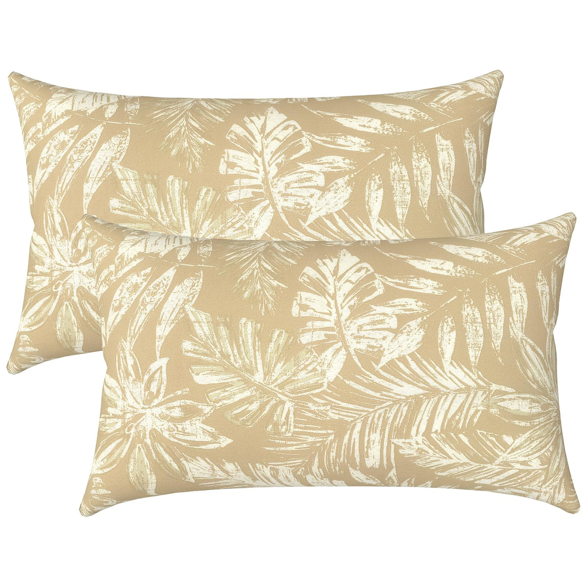 LVTXIII Set of 2 Patio Lumbar Pillows, 12" x 20" Fade Resistant Outdoor Lumbar Pillow with Inners, Fluffy Decorative Garden Lumbar Cushions for Home Patio Coach Sofa Use, Jacobean Black