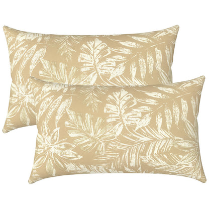 LVTXIII Set of 2 Patio Lumbar Pillows, 12" x 20" Fade Resistant Outdoor Lumbar Pillow with Inners, Fluffy Decorative Garden Lumbar Cushions for Home Patio Coach Sofa Use, Jacobean Black