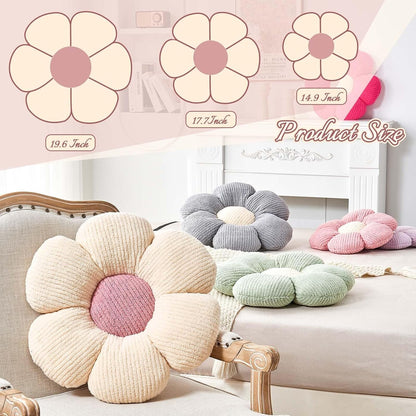 Kcvvcr Flower Throw Pillow, Soft White 14.9" Shaped Floor Pillow for Home Decor, Cute Aesthetic Plush Decorative Pillows for Bed, Sofa, Couch