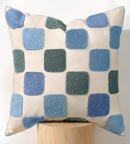 Fall Embroidered Throw Pillow Cover 18x18 Inch, Brown Striped