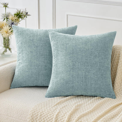MIULEE Soft Chenille Throw Pillow Covers Sage Green 18x18 Inch Pack of 2