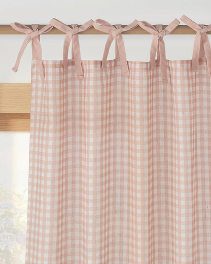 NICETOWN Thick Linen Curtains 84 inch Length 2 Panels Set, Tie Top Light Filtering Curtains Semitransparent Linen Burlap Drapes Privacy for Bedroom/Princess Room, W52 x L84, Natural