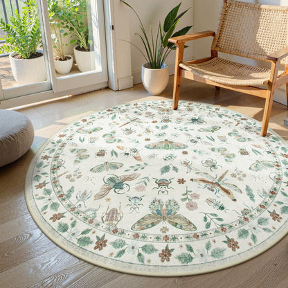 Lahome Bug Washable Area Rugs 5x7, Soft Green Rug for Living Room Bedroom