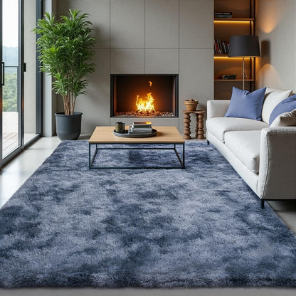 Zentavio 5x8 Area Rugs for Bedroom Fluffy Rugs for Living Room Carpet Large Fuzzy Soft Shag Aesthetic Plush High Pile Gray Throw Rug for Nursery Kids Room Dorm Waved Grey