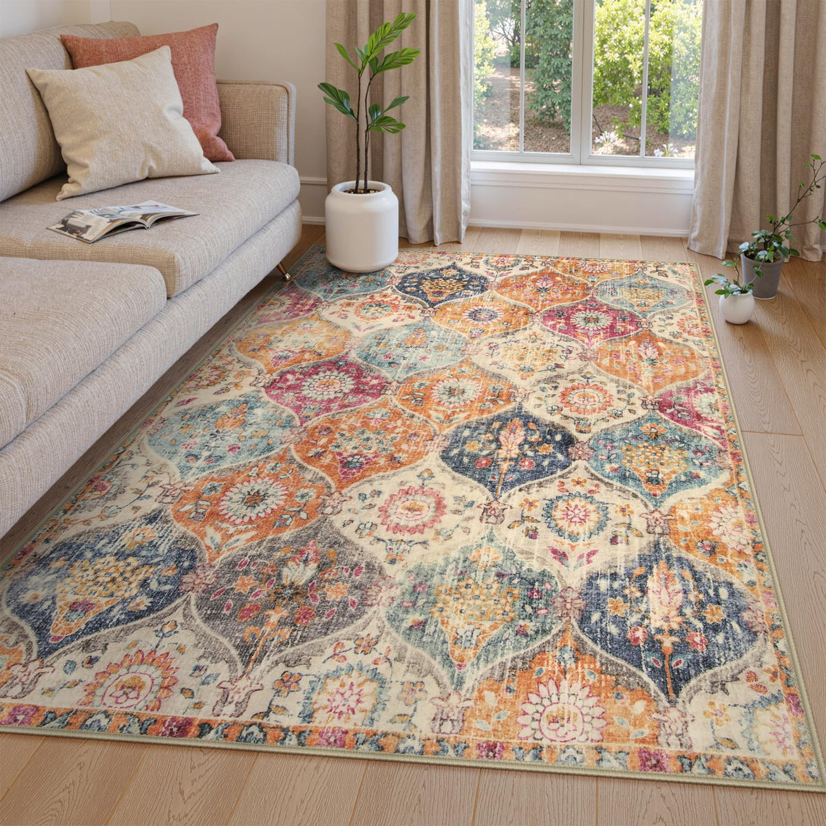 Lahome Moroccan Kitchen Rugs Non Slip Washable, 2x4 Rugs for Entryway