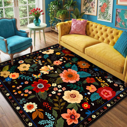 RELEANY Floral Washable 5x7 Area Rugs Pink