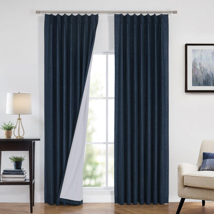 Vision Home Sand Pinch Pleated Full Blackout Curtains Linen Blended Room Darkening Window Curtains 95 inch for Living Room Bedroom Thermal Insulated Pinch Pleat Drapes with Hooks 2 Panel 40" Wx95 L