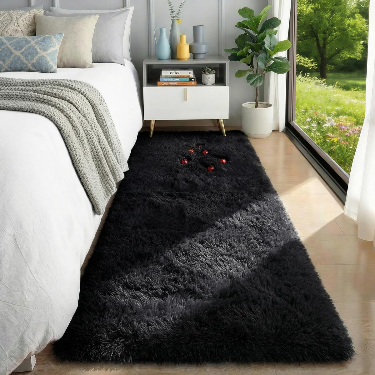 Fluffy Grey Rug for Bedroom 4x6, Modern Area Rugs for Kids Room Living Room