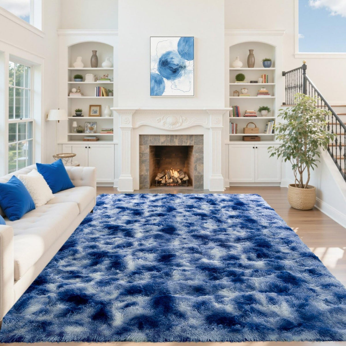 5x7 Black Area Rugs for Living Room, Large Fluffy Shag Bedroom Rugs Non-Slip, Ultra Soft Plush Carpet for Nursery Kids PlayRoom Dorm Office Indoor Modern Carpets
