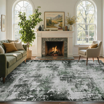6x9 Ft Abstract Washable Area Rugs for Living Room Blue