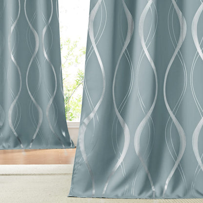 NICETOWN Grey Blackout Striped Pattern Curtains for Living Room, 52 x 84