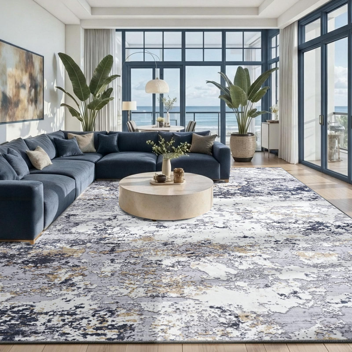 Toneed 4x6 Feet Washable Area Rugs for Bedroom Living Room, 48"x72" Grey