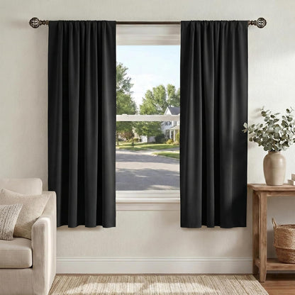 PONY DANCE Black Out Curtains 72 inch Long, Black, 2 Panels