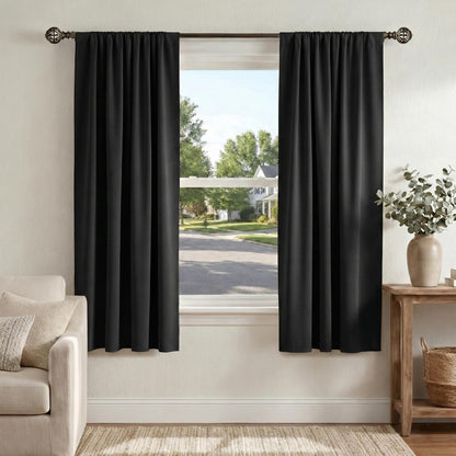 PONY DANCE Black Out Curtains 72 inch Long, Black, 2 Panels