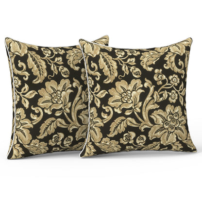 LVTXIII Set of 2 Patio Lumbar Pillows, 12" x 20" Fade Resistant Outdoor Lumbar Pillow with Inners, Fluffy Decorative Garden Lumbar Cushions for Home Patio Coach Sofa Use, Jacobean Black
