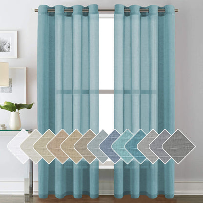 H.VERSAILTEX Natural Linen Sheer Curtains 84" 2 Panels Grommet