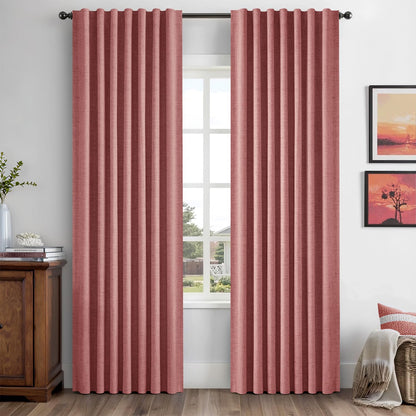 MIULEE 100% Blackout Linen Curtains for Bedroom 42 x 84 Inch Ivory 2 Panels