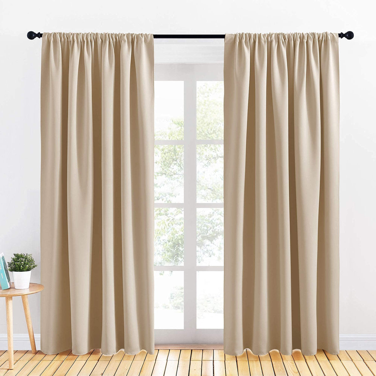 PONY DANCE Black Out Curtains 72 inch Long, Black, 2 Panels