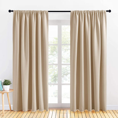 PONY DANCE Black Out Curtains 72 inch Long, Black, 2 Panels