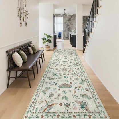 Lahome Bug Washable Area Rugs 5x7, Soft Green Rug for Living Room Bedroom