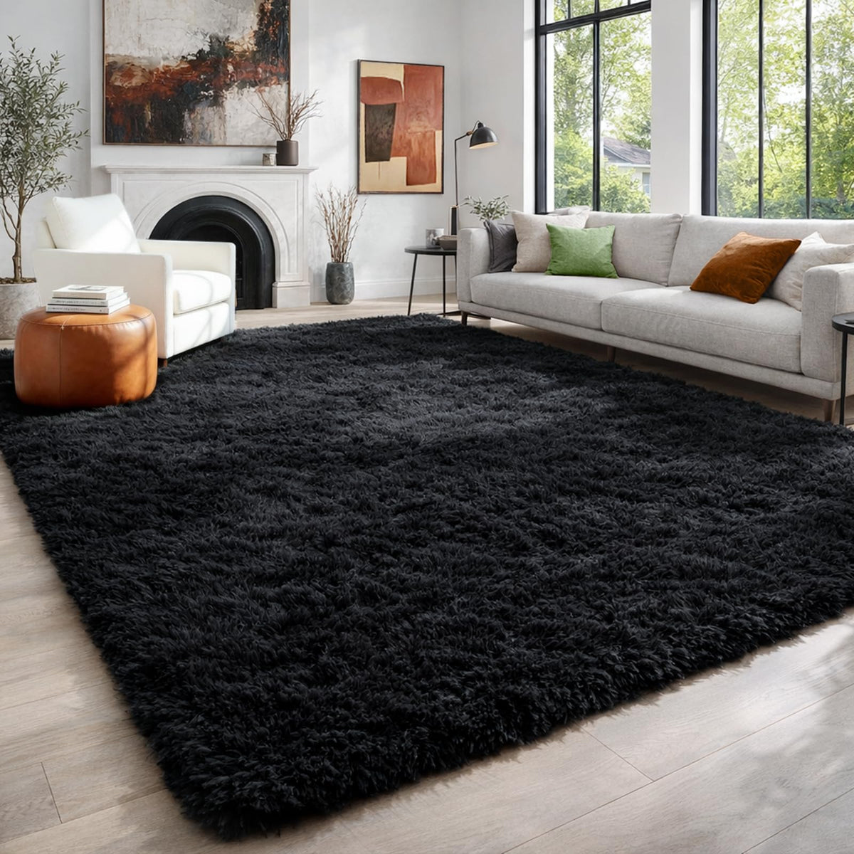 Fluffy Grey Rug for Bedroom 4x6, Modern Area Rugs for Kids Room Living Room