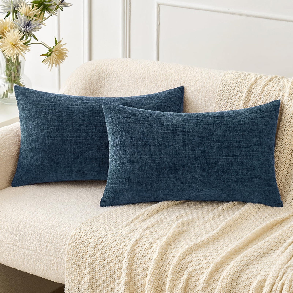MIULEE Soft Chenille Throw Pillow Covers Sage Green 18x18 Inch Pack of 2
