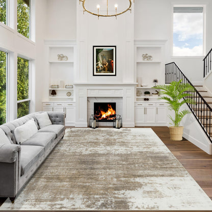8x10 Area Rugs for Living Room: Washable Abstract Black Grey Gold Carpet