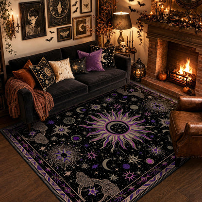 Vacuum-Friendly, 5x7 Washable Area Rug, Black Gold Beige Red