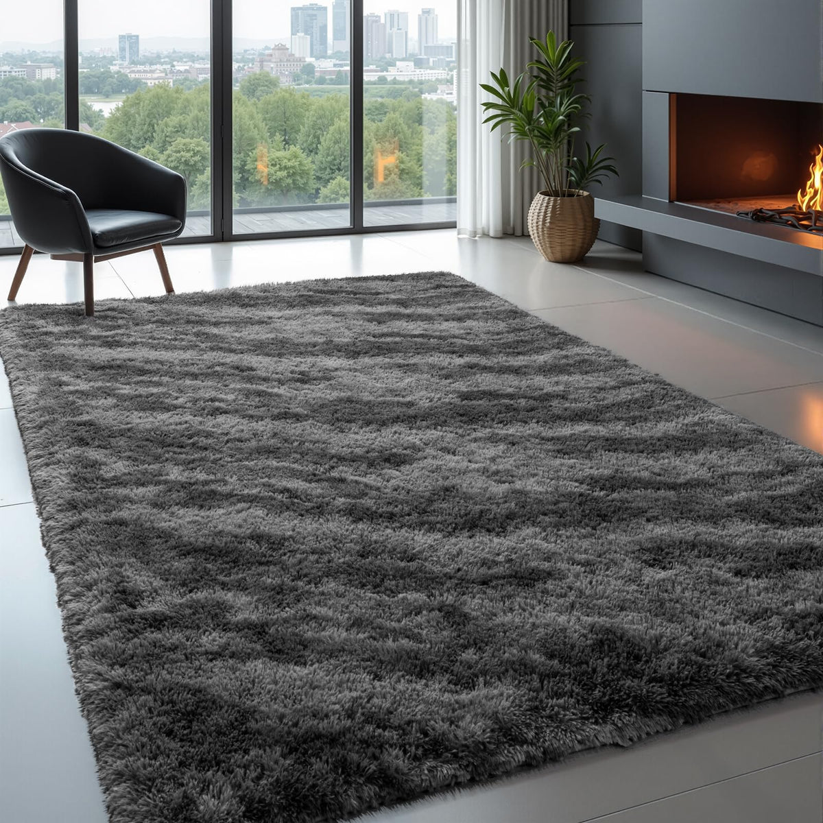 Zentavio 5x8 Area Rugs for Bedroom Fluffy Rugs for Living Room Carpet Large Fuzzy Soft Shag Aesthetic Plush High Pile Gray Throw Rug for Nursery Kids Room Dorm Waved Grey