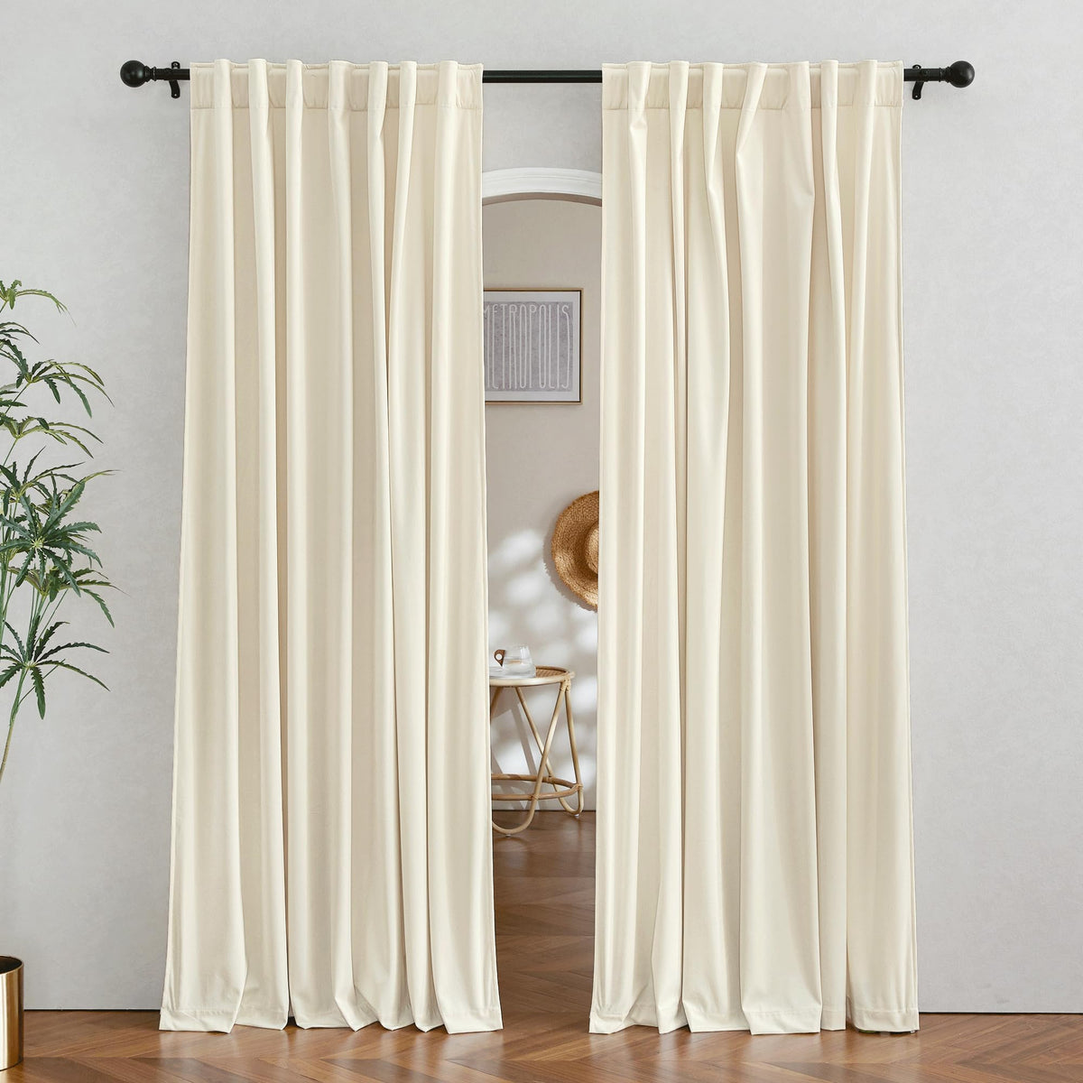 RYB HOME Blue Velvet Blackout Curtains for 84 inches Bedroom Living Room