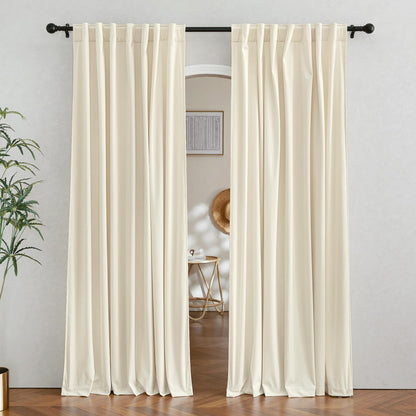RYB HOME Blue Velvet Blackout Curtains for 84 inches Bedroom Living Room