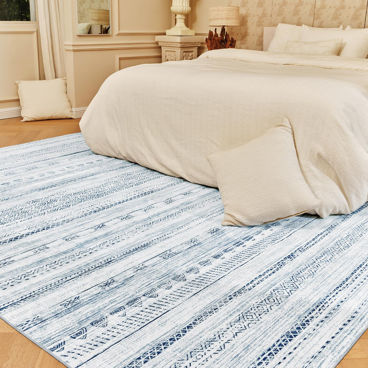 5x7 Area Rugs for Living Room Machine Washable Rug Distressed Indoor Carpet Neutral Moroccan Boho Rug Ultra Soft Area Rug for Bedroom Dining Room Playroom Office, Grey