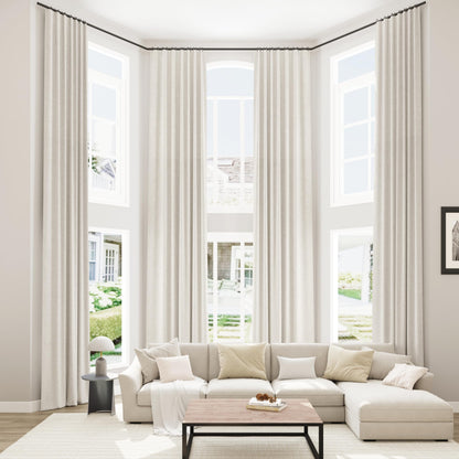 Guken Cream Linen Blackout Curtains 84 Inch Length 2 Panels Set for Living Room Bedroom Back Tab Thermal Insulated 100% Black Out Drapes Room Darkening Window Curtain Ivory Natural Beige